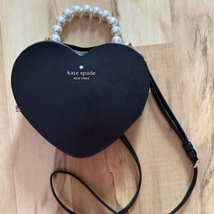 Kate Spade Black Heart Crossbody with Pearl Handle